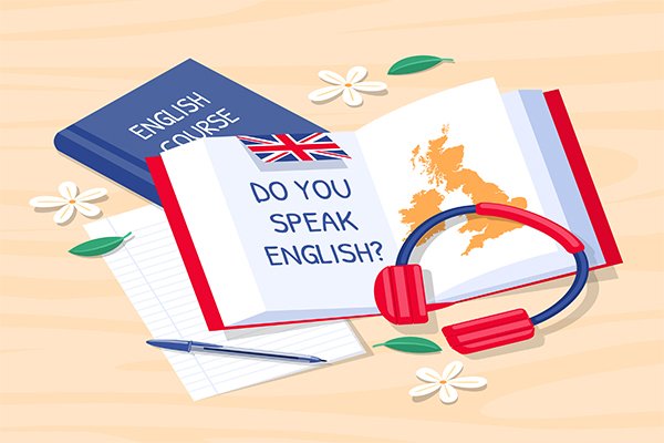 Livre de cours d'anglais illustré