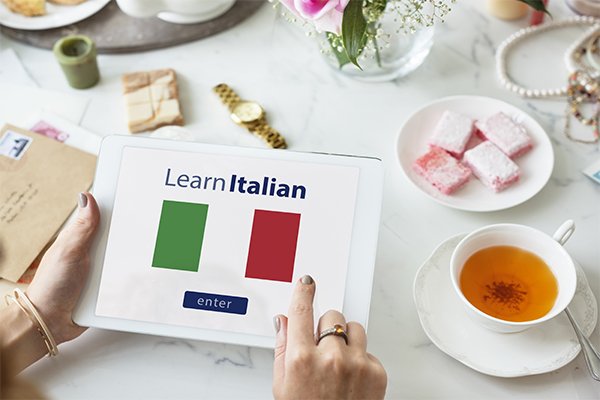 Tablette affichant le drapeau italien